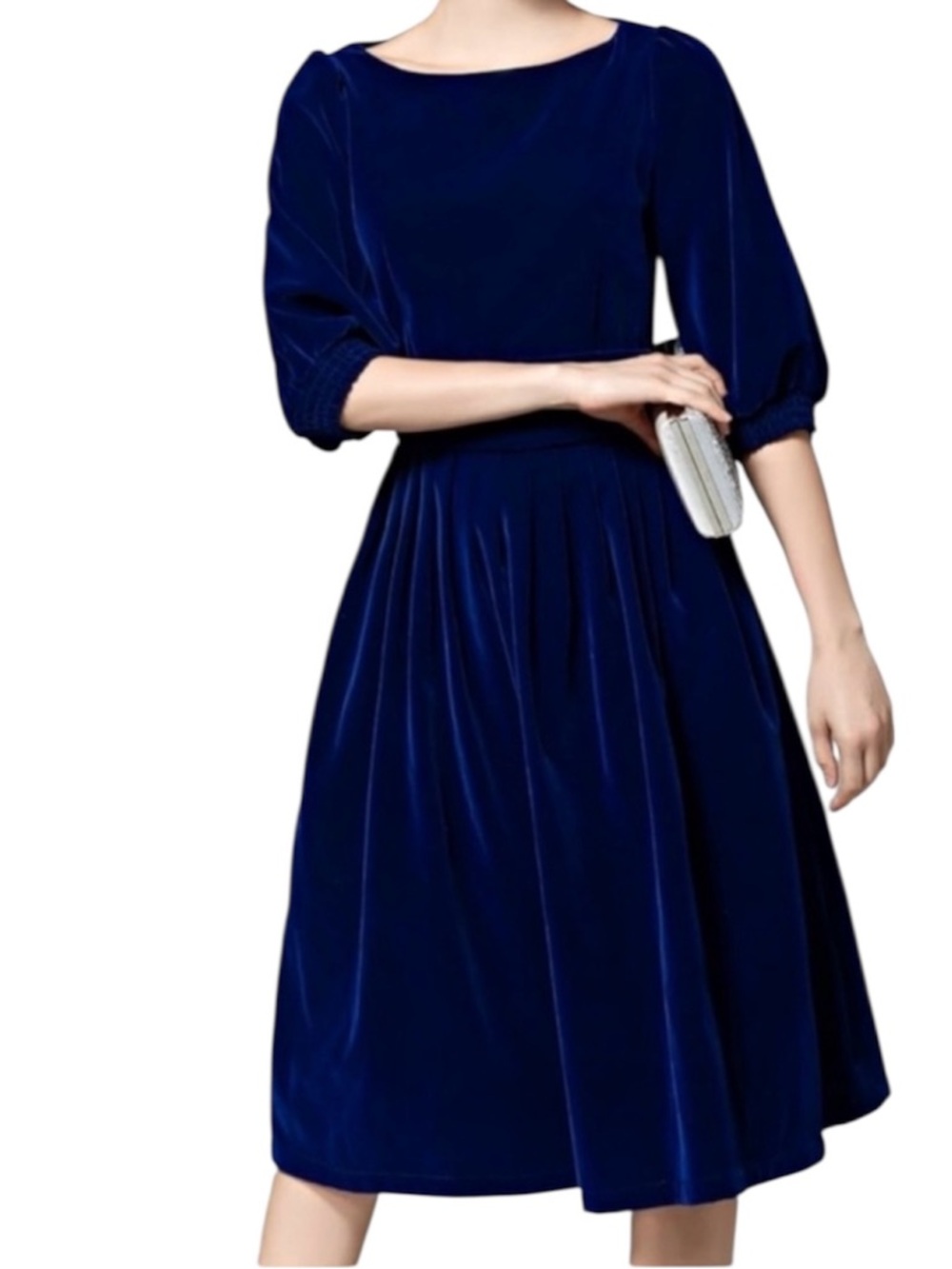 FEIINVAN Royal Blue Velvet Dress